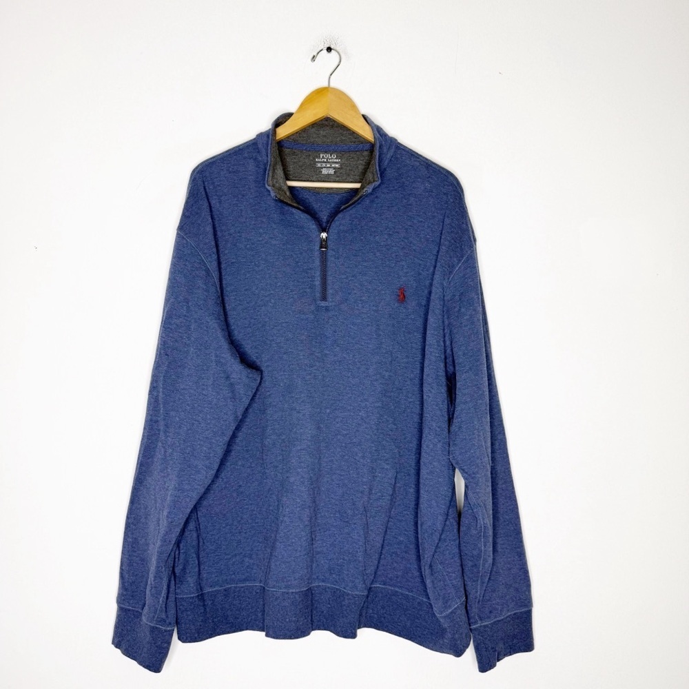 Polo Ralph Lauren Men’s 2XB Big Blue Quarter Zip Pullover Sweatshirt
